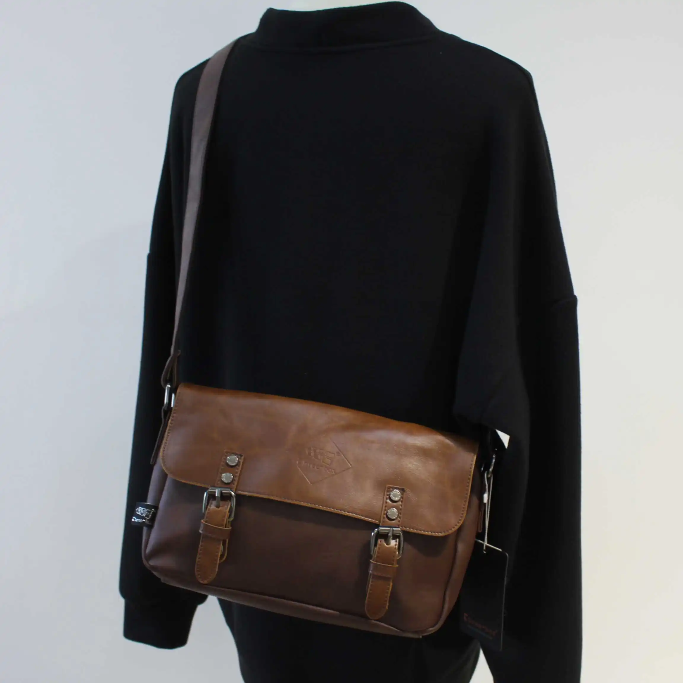 Youth Casual PU Leather Single Shoulder Bag Street Style Crossbody Bag Men's Retro Messenger Bag Simple Small Diagonal Bag