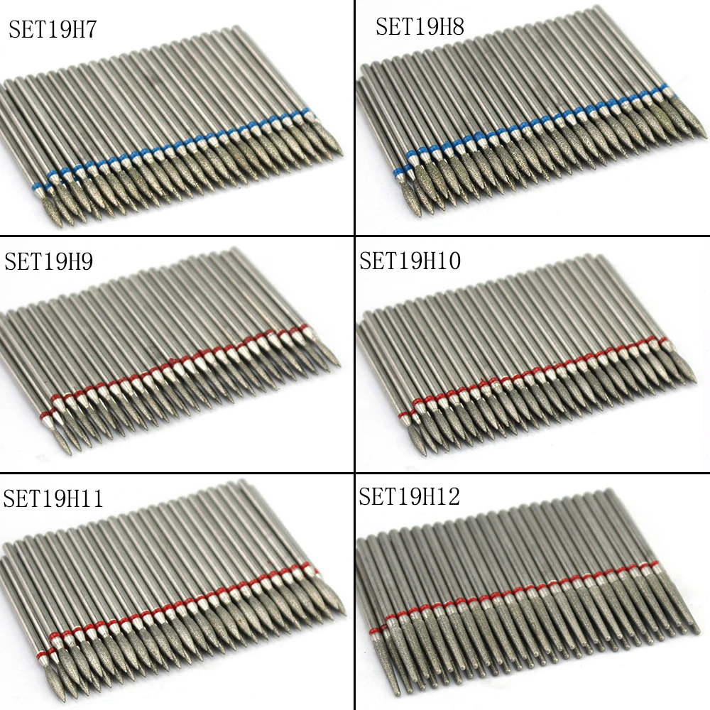 Juego de brocas para limpieza de cutículas, taladro de diamante para uñas, fresa para manicura, cortador eléctrico, accesorios, eliminación de piel muerta, 50 Uds.