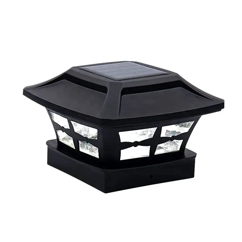 2X Solar Post Cap Lights 2 Lighting Modes LED Deck Fence Cap Lights For 4X4 Wooden Posts Garden Decoration Warm Black