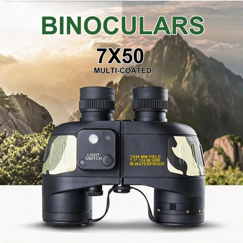 Professional Waterproof 7X50 Remote Control Hunting Binoculars with Compass Rangefinder Telescope