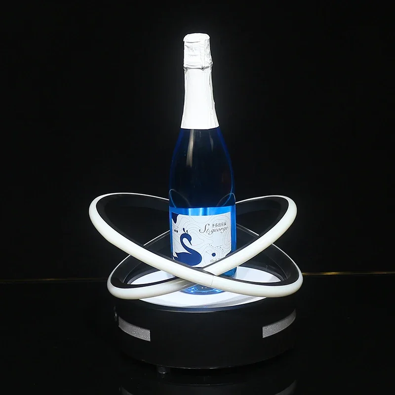 

Custom LED Double Ring Wine Stand - Luminous Bar Decor for Nightclub/KTV, Cool RGB Lighting Drink Holder, Unique Party Accessory