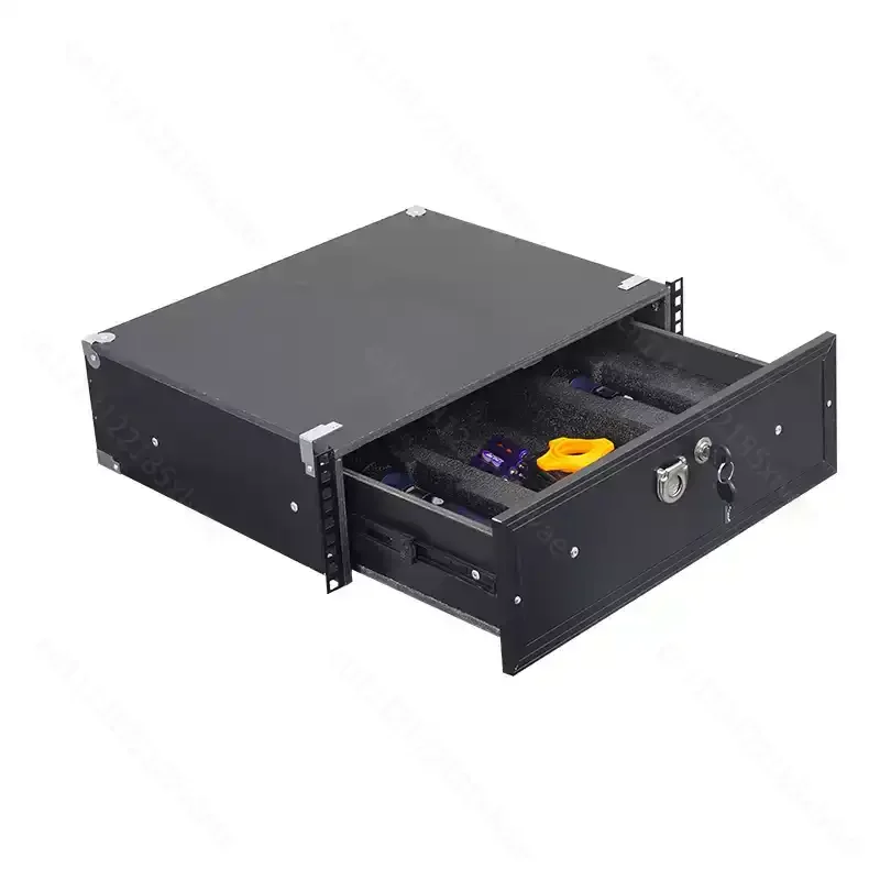 Lockable 19 Inch 2U Drawer For ABS Flight Case Microphone Cabinet 3U Solid Wood Microphone Receiver Engineering Tool Case