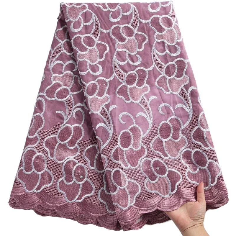 5 ياردة بالجملة نسيج القطن الدانتيل الأفريقي التطريز النيجيري السويسري الفوال أقمشة الدانتيل الخياطة للنساء فستان حفلات الزفاف