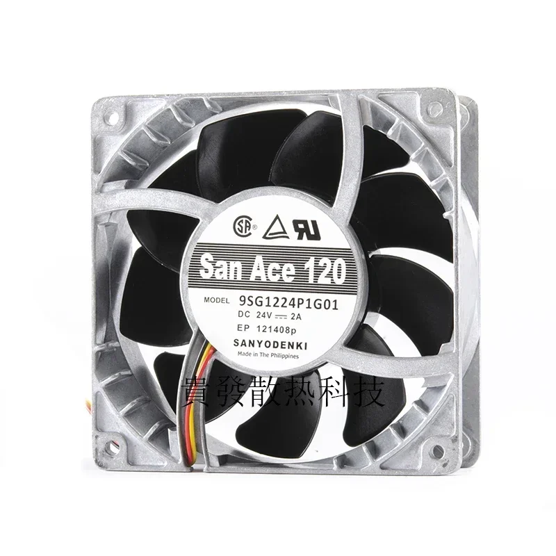 

+New 12cm For Sanyo 9SG1224P1G01 DC24V 2A 12038 120*120*38mm large storm power aluminum frame fan