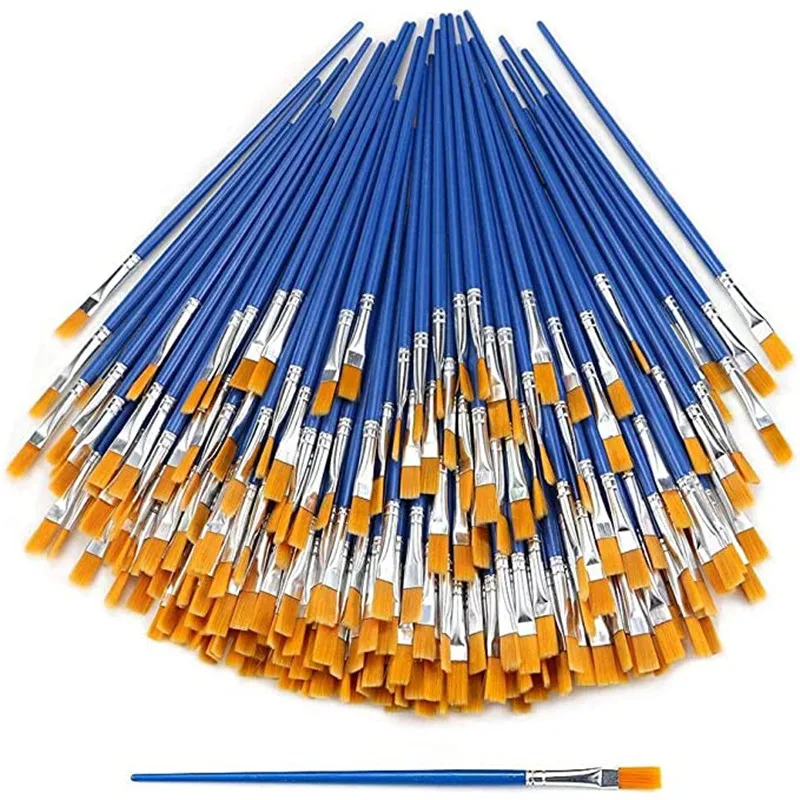 

200pcs Paint Brushes Set Kids Acrylic Flat Round Pointed Paint Brushes Craft for Watercolor Oil Painting Brushes