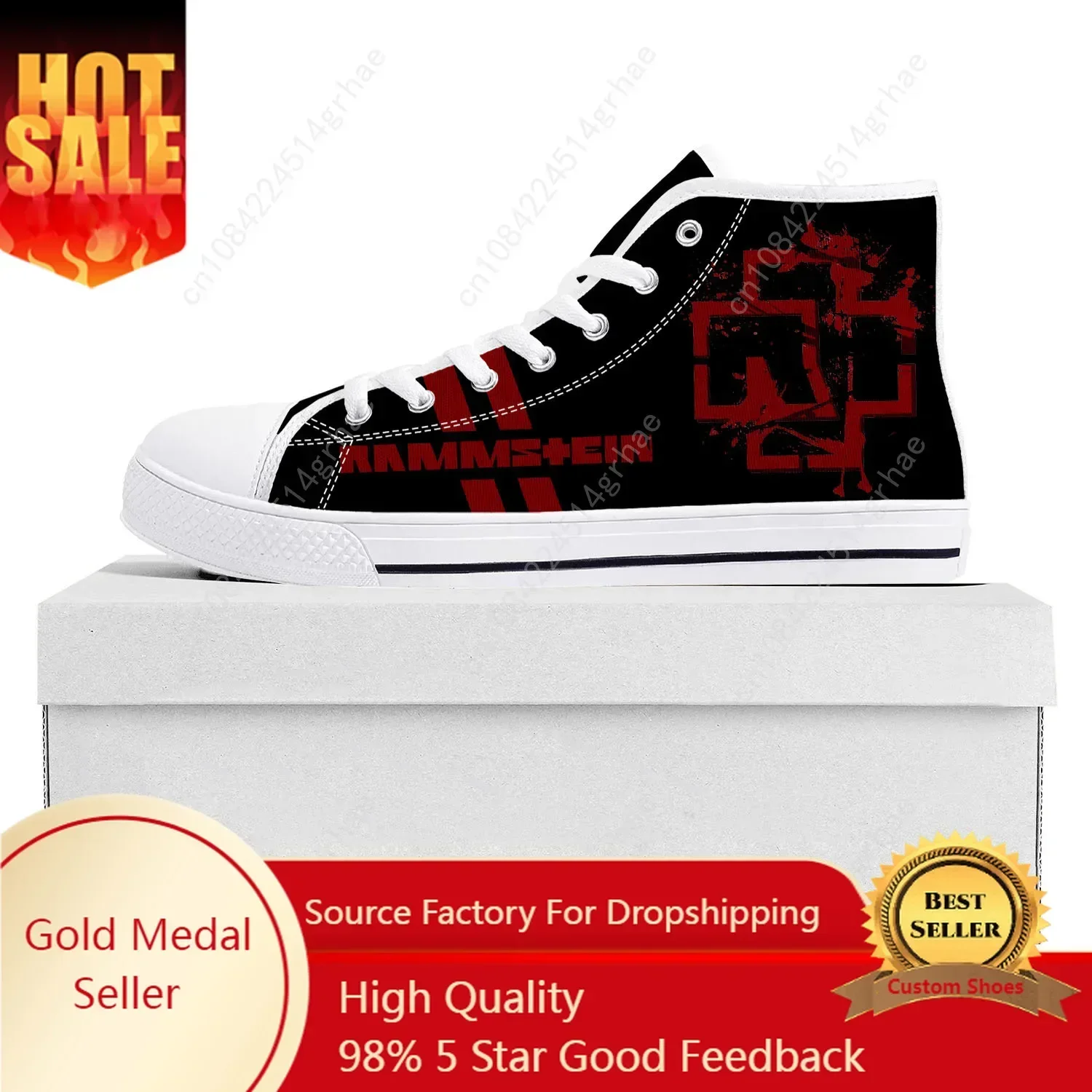 

R-Rammsteinn Band High Top Sneakers Mens Womens Teenager Canvas High Quality Sneaker Casual Custom Made Shoes Customize DIY Shoe