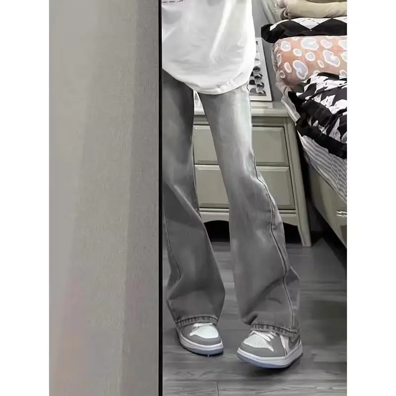 

Washed Yellow Mud Color Jeans Men, Summer Thin American High Street Style, Slim Straight Narrow Flare Pants