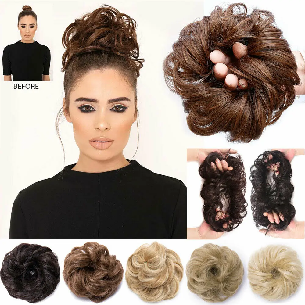 Messy Bun Hair Piece Curly Wavy Scrunchies for Women\'s Hair Updo Hairpiece Synthetic Fake Hair Extensions Beyond