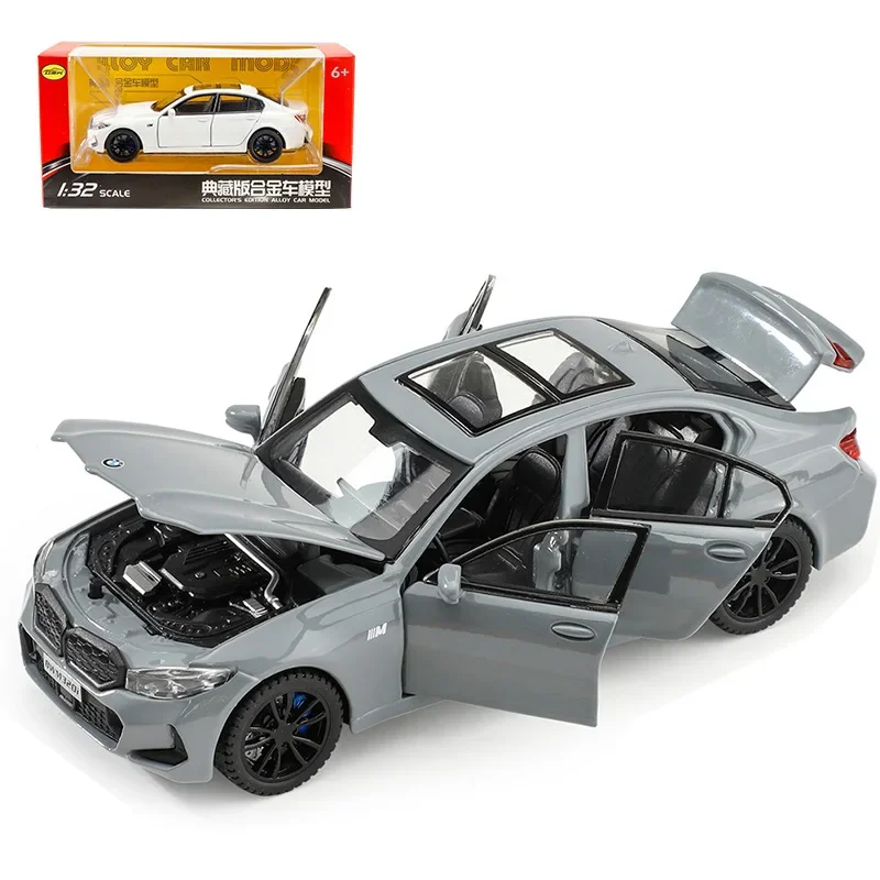 1:32 BMW 320I Supercar High Simulation Diecast Metal Alloy Model car Sound Light Pull Back Collection Kids Toy gif597