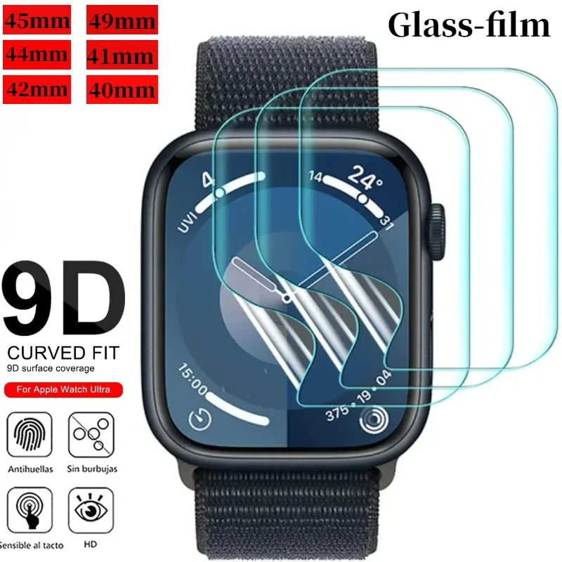 Glass Film For Apple Watch 9 8 7 45mm 41mm Ultra 3 49mm HD Screen Anti-Scratch Protector Cover iWatch 6 5 4 3 se 44mm 42mm 40mm