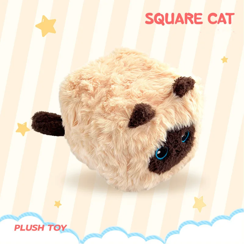 دمية قطة مربعة لطيفة من القطيفة، لعبة حيوان ناعمة لتزيين المنزل، ألعاب مريحة عالية الجودة، هدية عيد ميلاد للأطفال، هدية رفيقة