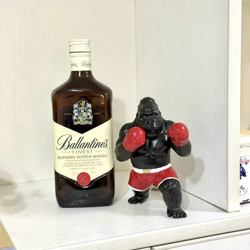 In Stock Boxing Gorilla Sculpture Resin Figurine Crafts Desktop Ornament For Office Home Living Room Indoor Decoration