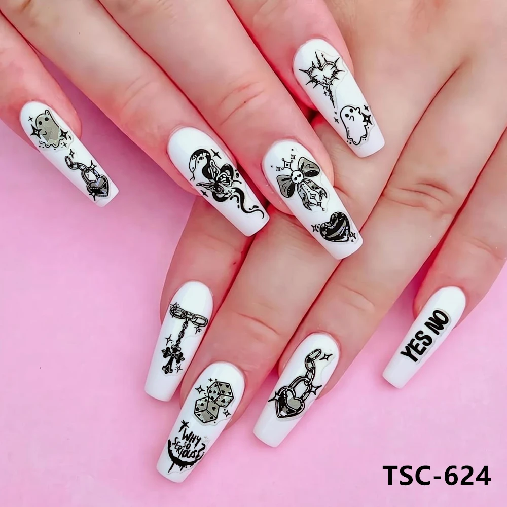 TSC-624-626 Dark Hour 3D Back glue Self-adhesive Nail art Nail sticker decoration tool Sliders For Nail Decals