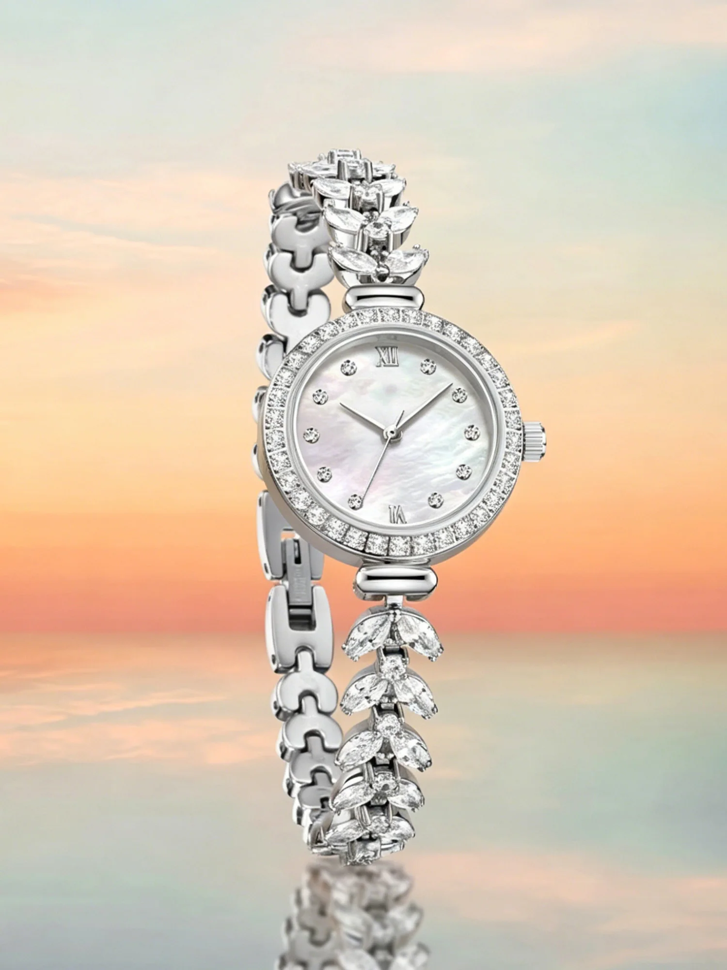 Royal Crown-reloj de cuarzo japonés para mujer, pulsera de cristal con ajuste de garra, caja de regalo de lujo