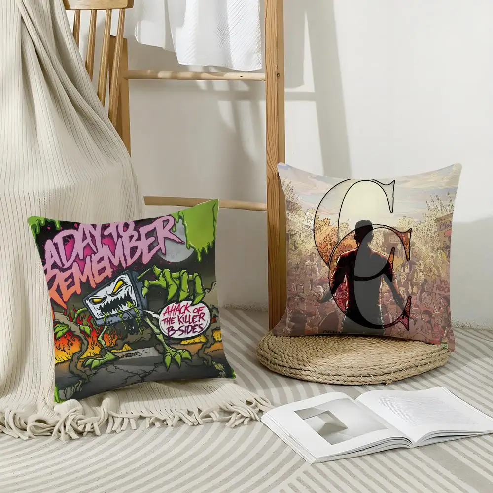 Rock Band A-A Day to RememberS Cushion Cover Short Plush Breathable Pillowcase Odorless Invisible Zipper Washable Removable