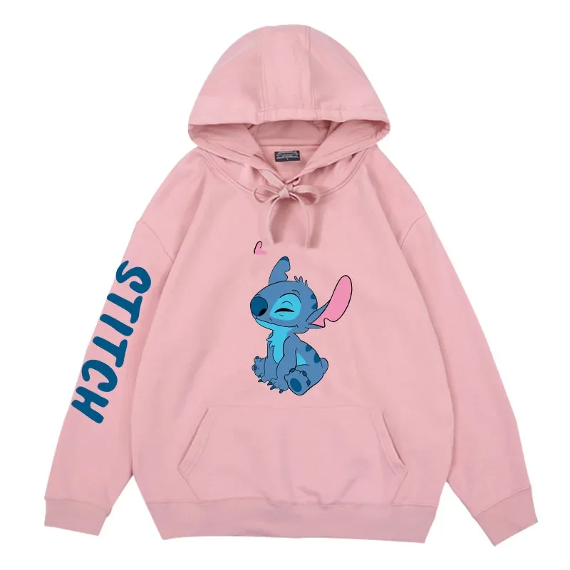 2024 New Fashion  Disney Winter Couples Hoodie Stitch Sweater Loose Jacket Clothes Women\'s Tops