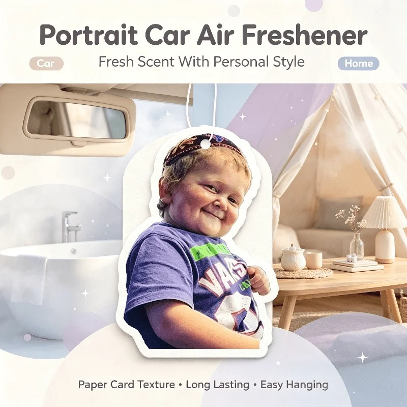 Car Air Freshener Funny Smiling Boy Meme Portrait Hanging Scent Card for Car Interior Rearview Mirror Ornament Gift