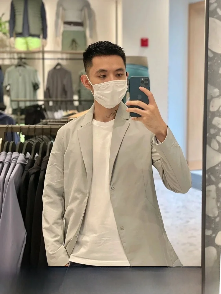 

Lightweight Windproof Water-resistant 3D Tailoring Casual Suit Jacket Youth Trend Spring Thin Single-breasted Flat Collar