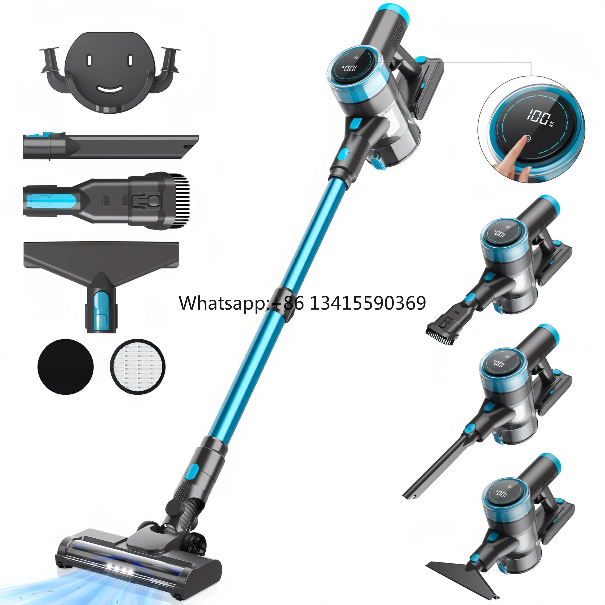 

All in one Touchscreen Cordless Vacuum Cleaner 45000Pa Stainless Steel 1.5L Dust Cup Self Standing 5 fold Filtration System