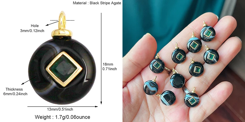 Jade Achat Amethyst Amazonit Wasser Gras Lapis Lazuli Charm Anhänger, 18K echt vergoldet Schmuck für Halskette Handwerk Herstellung S79 – Detail 23