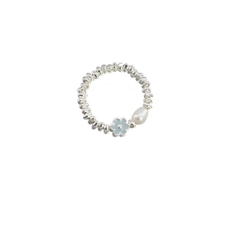 Women's Minimalist 925 Sterling Silver Blue Flower Ring