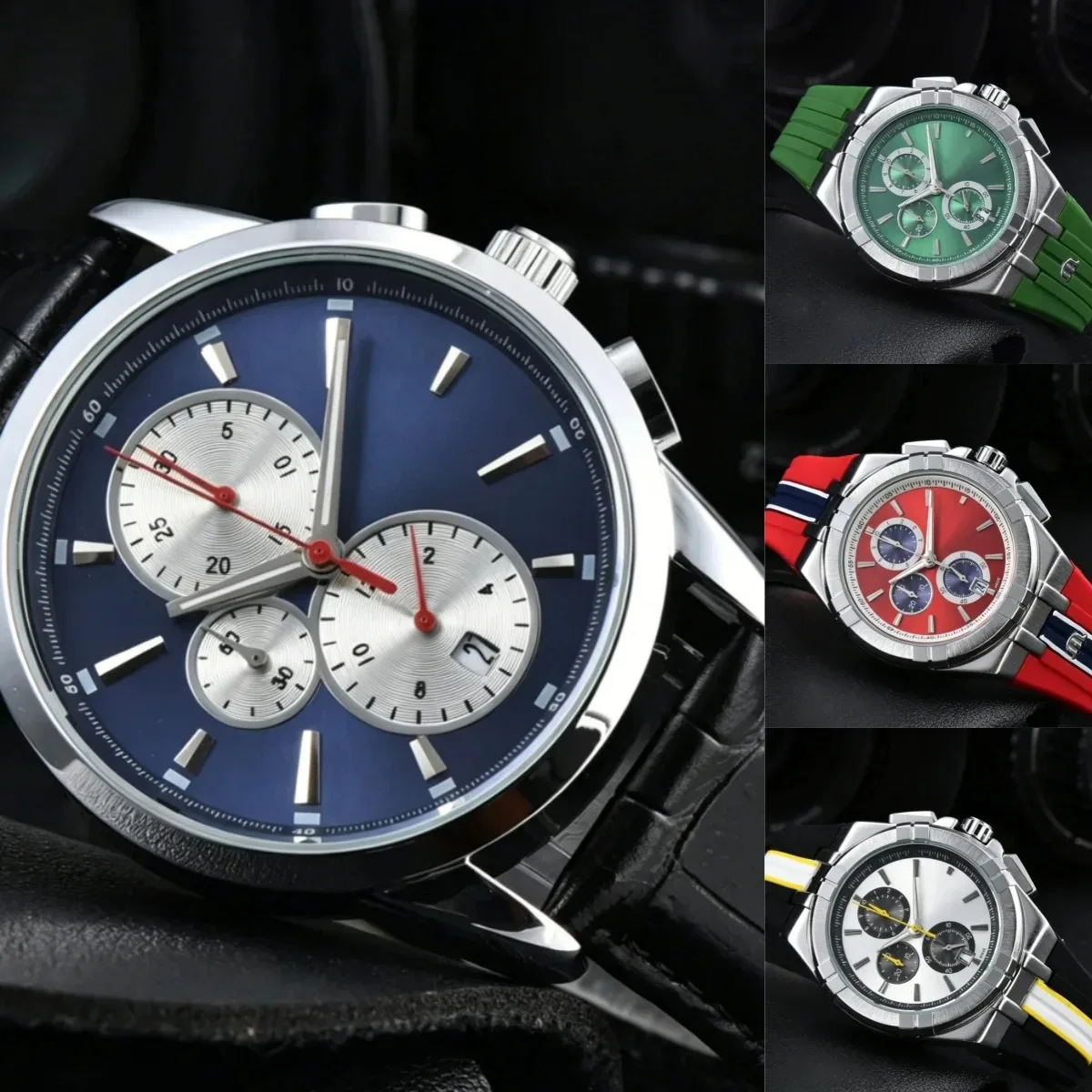 

Casual Sport Chronograph Watch Men with Multiple Color Options Silicone Strap 2026 New Men's Chronograph Watch, Multifunction Business Sport Wristwatch with Leather/Rubber Strap, Casual Male Dress Clock