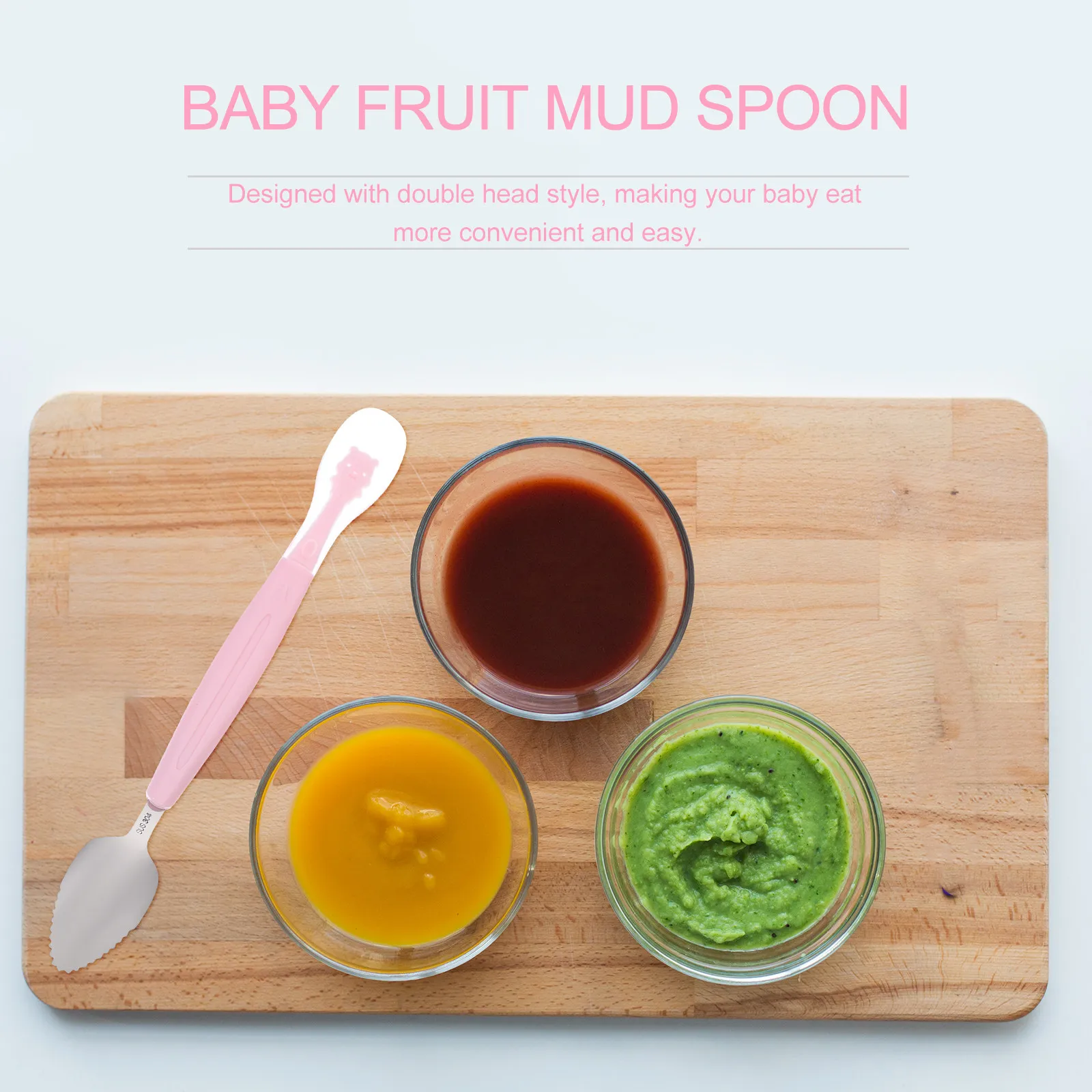 Baby Food Utensils - 1세트 양면 유아용 스테인리스 스크래핑 스푼