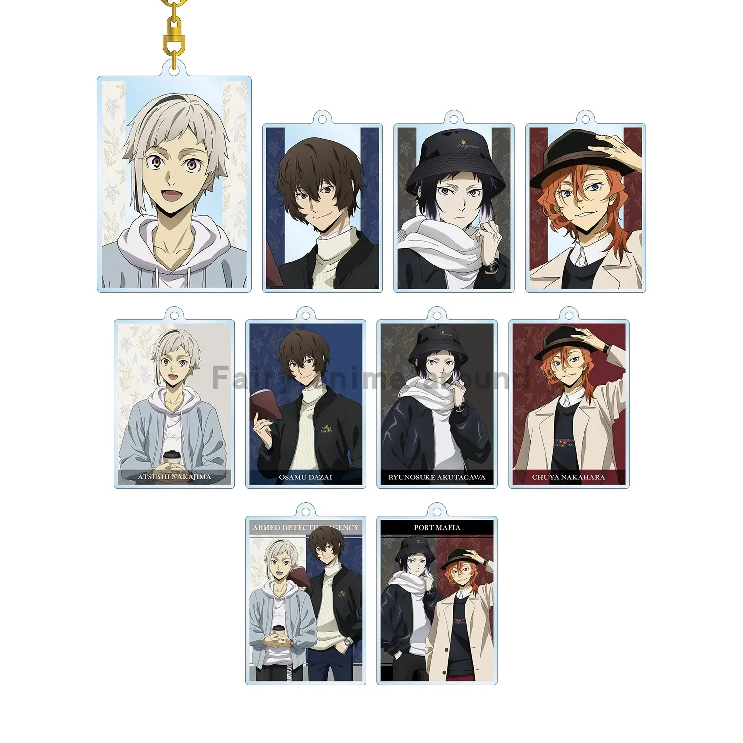 Anime Atsushi Nakajima Osamu Dazai Keychain Ryunosuke Akutagawa Chuya Nakahara Acrylic Keyring Pendant Gift