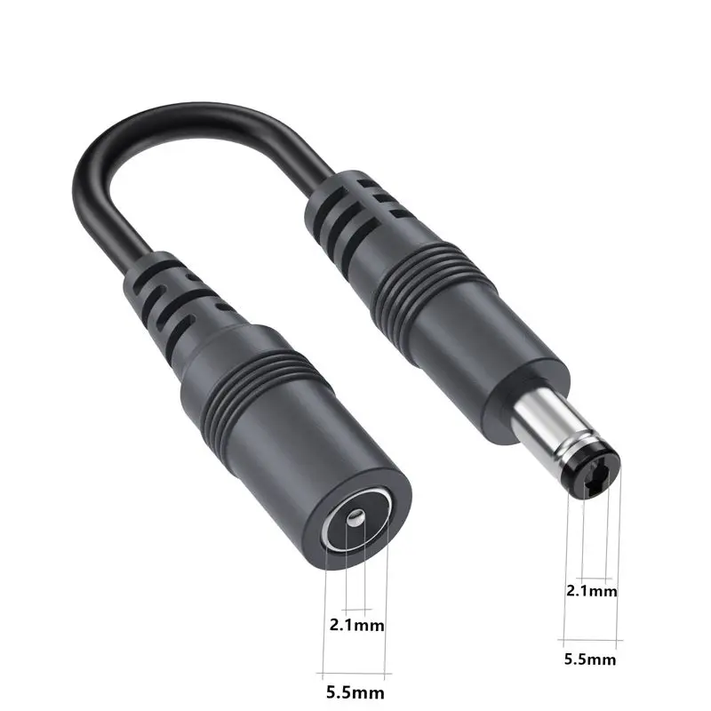 Cold Resistant 22AWG Copper Core DC5.5mm * 2.1mm Male to Female LED Light Security Monitoring Camera Power Extension Cable
