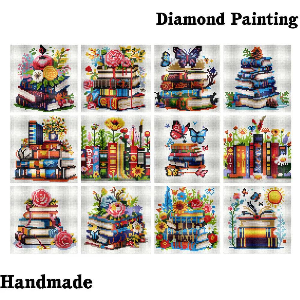 Huacan 12 Stück Landschaft Mini Diamant Malerei Buch Blume 5D Quadrat Diamant Mosaik Tier handgemachte Urlaub Geschenk Wand Home Decor