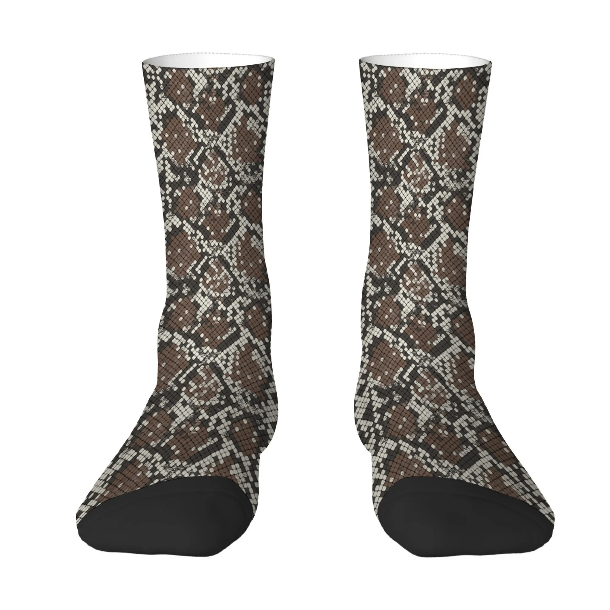 Snake Pattern Men's Socks Novel Fashion Non-slip Breathable Elastic Casual Socks Street Trendy Cool Sports Hip-hop Socks Gifts