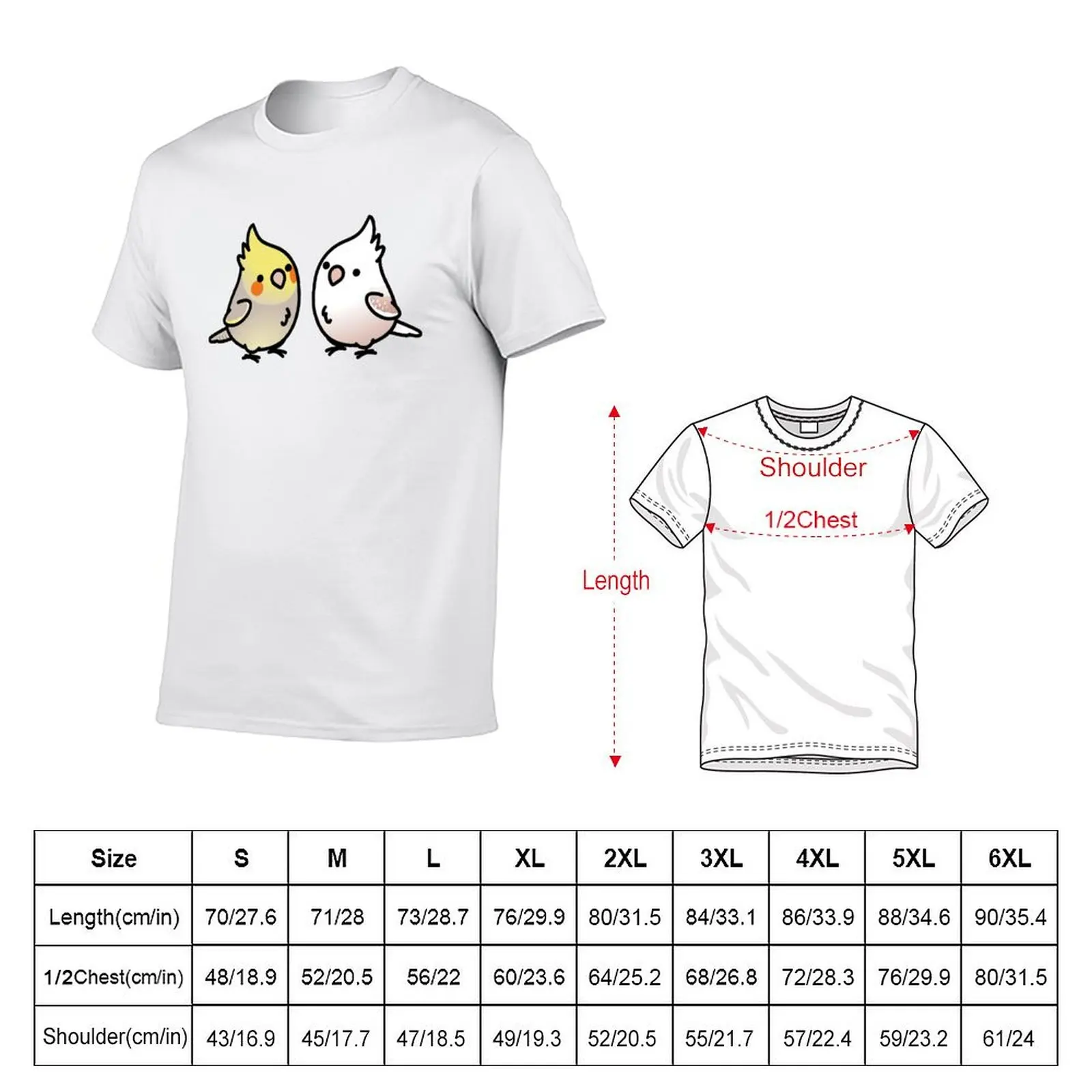 CUSTOM: Cockatiel Pair T-Shirt Daily Wear Plain Short Sleeve Shirt