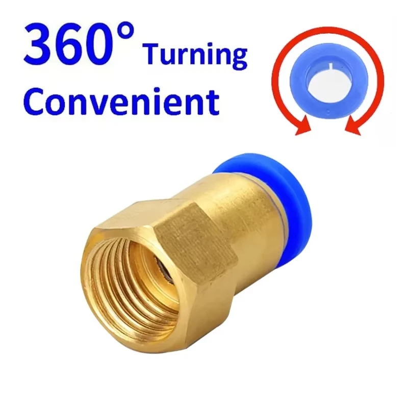 1-5P PCF Air Pipe Fitting 4 6 8 10 12mm Hose Tube1/8 3/8 1/2 1/4 BSP Female Thread Brass Pneumatic Connector Quick Joint Fitting
