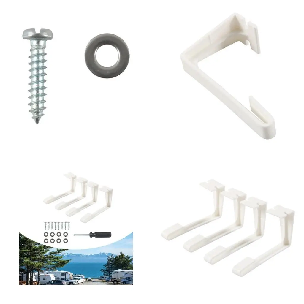 

652F 4pcs Curtain Holder Clips Curtain Clips with Screws Window Covering Holdback Curtain Retainer Accessories