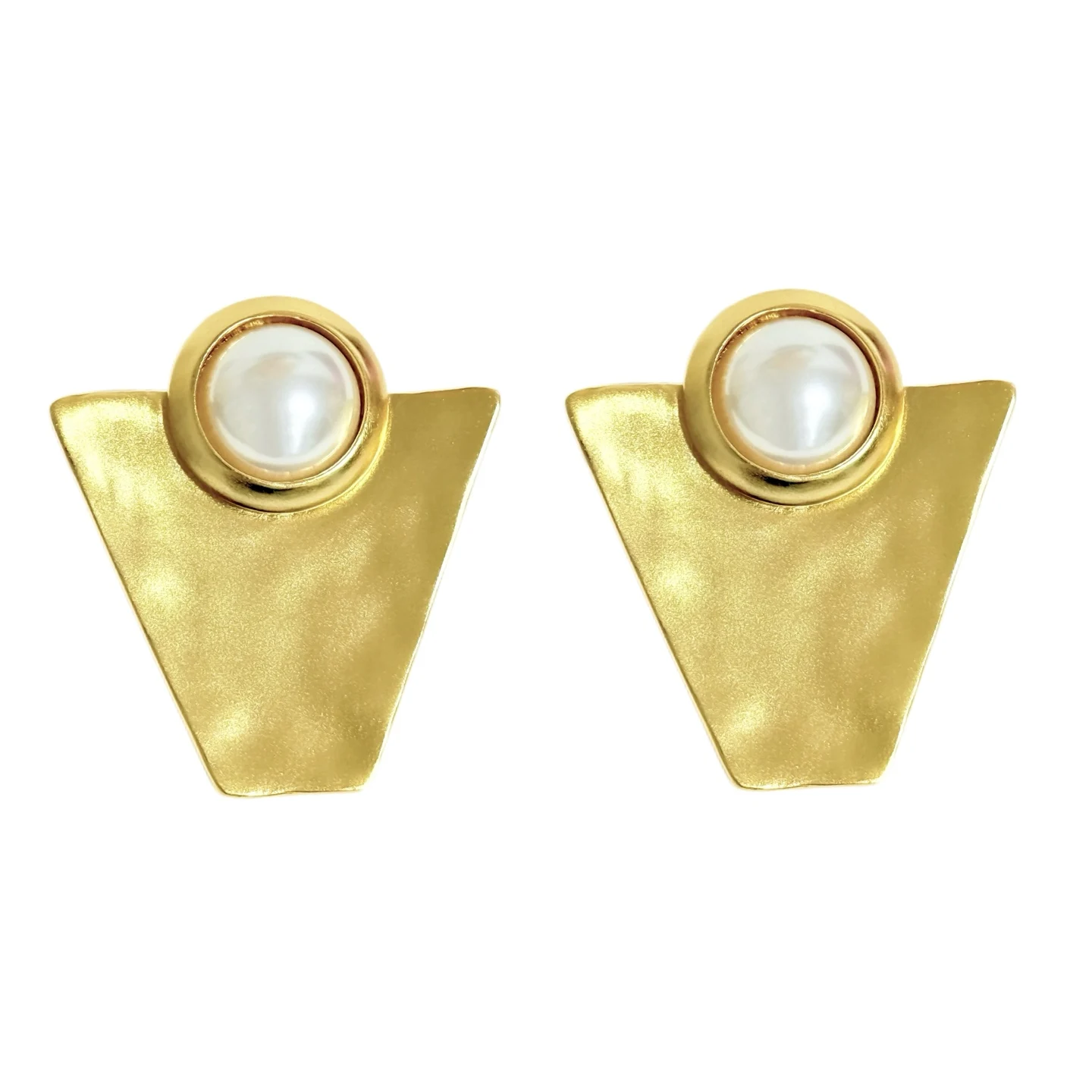 Europe America Gold Plated Brass Pearl Geometry Earrings Ear Clip Woman Designer Luxury Jewelry