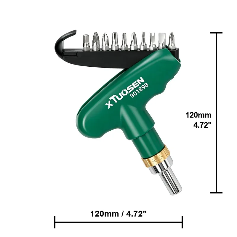 10PCS T-Handle Ratchet Screwdriver Set, Magnetic CR-V Bit Kit, Dual Direction Multi Bit Screw Driver
