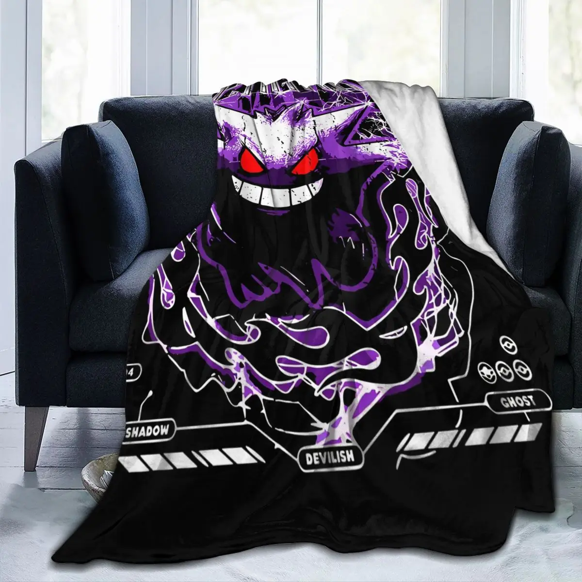 Couverture en peluche Pokémon Gengar Anime pour étudiants, couvre-lit en glouton, couvre-lit, literie, chaud, doux, esthétique, Japon, décoration d'intérieur