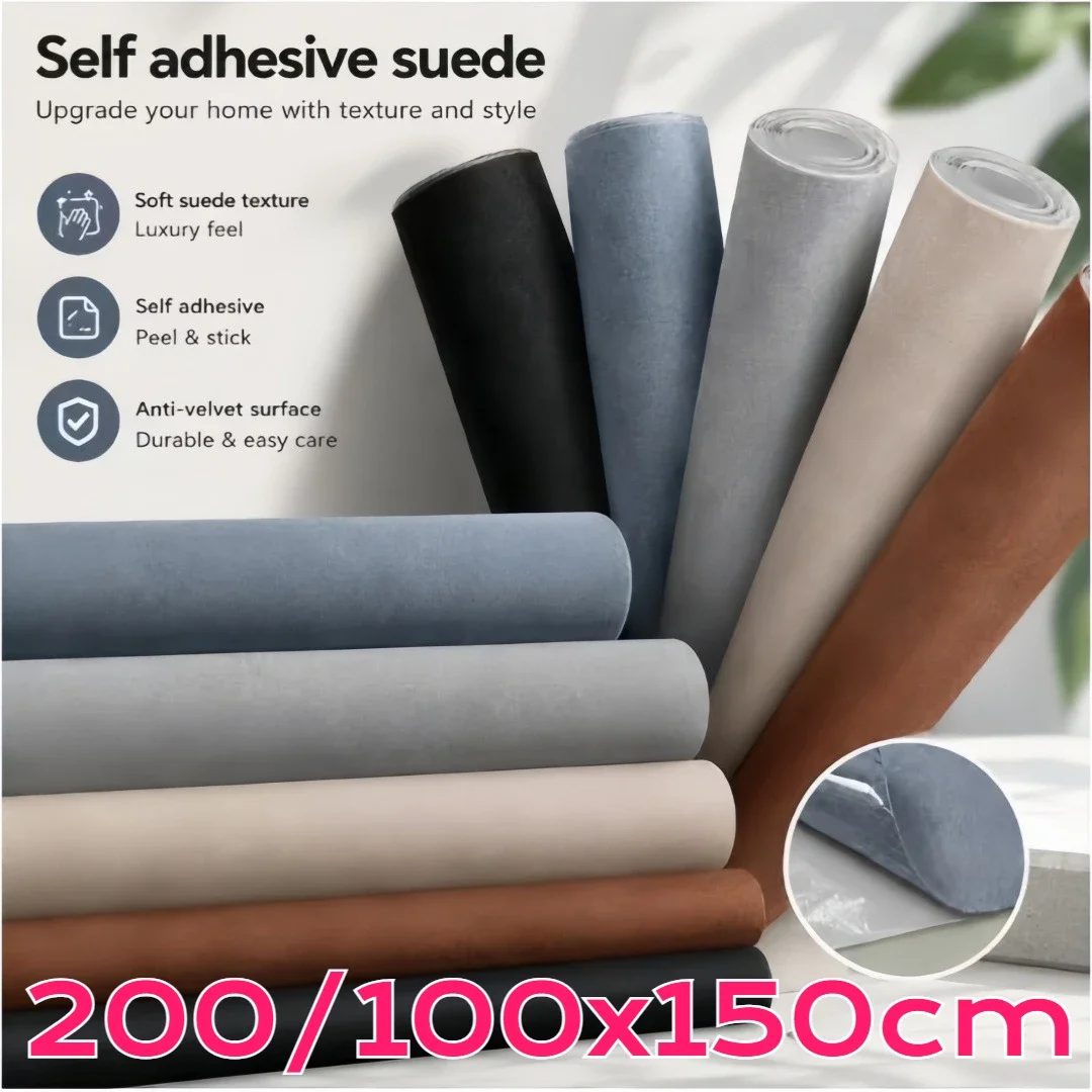 Self-Adhesive Faux Suede Fabric Sticky Velvet Cloth Roll Car Interior Modification Door Panel Headliner Furniture Renovation