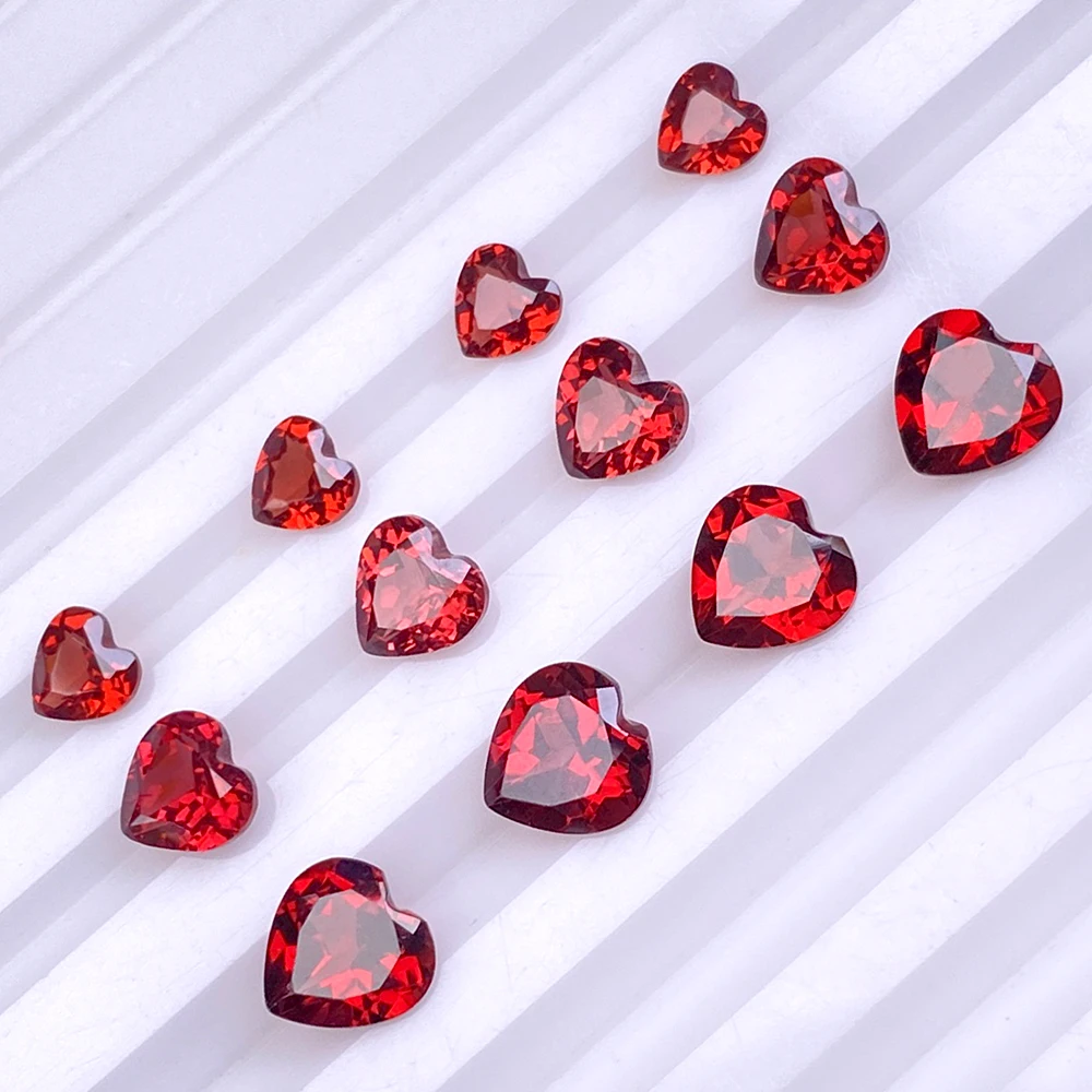 

10pcs Facet Heart 7x7mm-9x9mm Real Natural Stone Mozambique Red Garnet Eye Clean Semi-precious Loose Gemstone For Jewelry Making