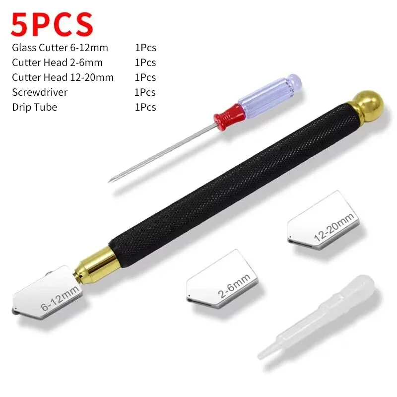 Glass Cutter Set Oil-filled Glass Cutting Diamond Glass Professional Tile Cutting Tool Suitable for 2-20mm Thick Glass