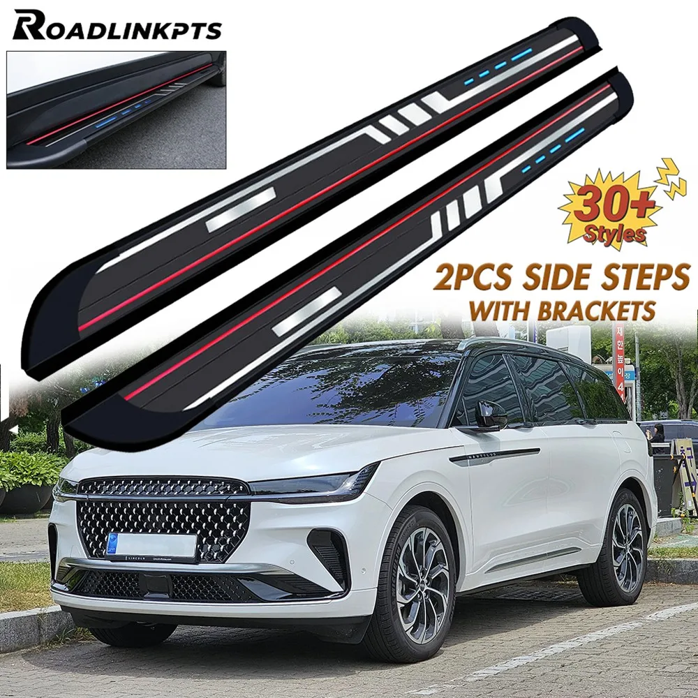 2PCS Aluminum 3.9" 4.3" Wide Fixed Side Steps Fit for Lincoln Nautilus 2024 2025 2026 Running Boards Nerf Bars Rails Plate Pedal