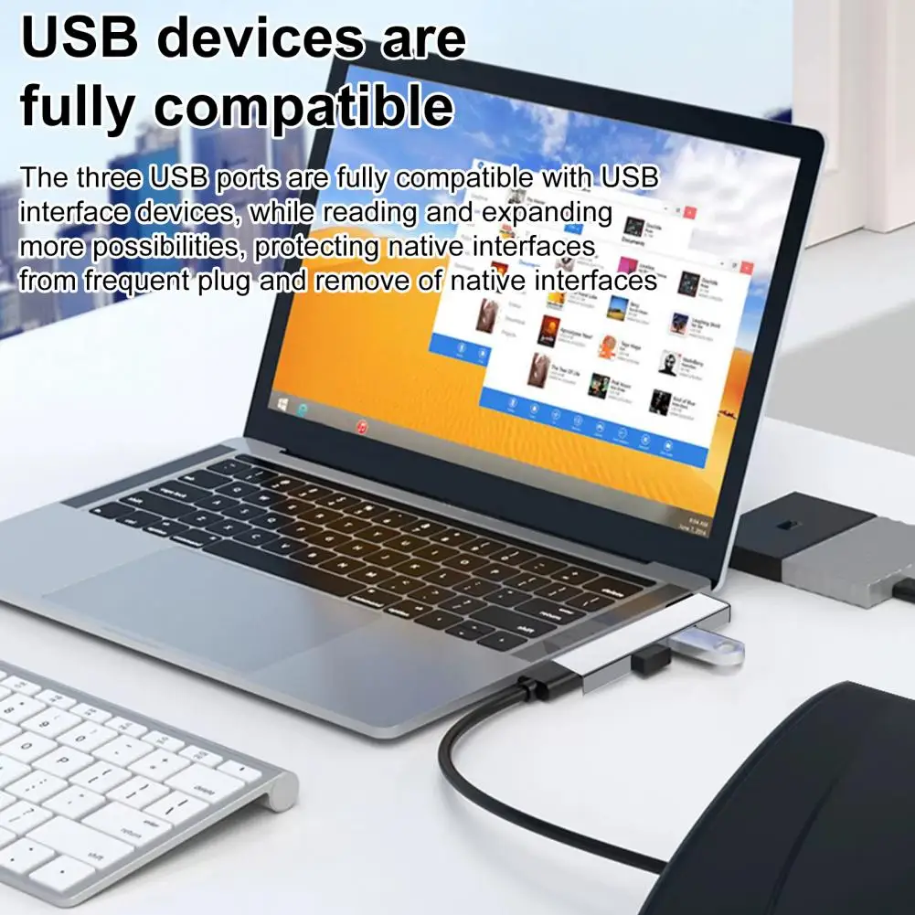 

Док-станция для ноутбука с USB-портами, быстрая скорость, расширение подключения, компактный дизайн, портативный универсальный расширитель-концентратор 2025