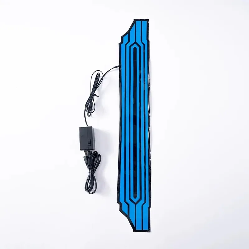 Aksesoris Cosplay Karakter Utama Samurai Game Punk Style 2077, Strip Lampu LED Biru dan Merah untuk Kerah Jaket