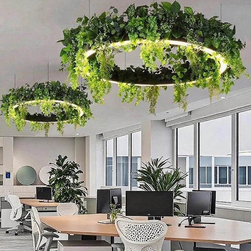 Customized Supermarket Engineering Lighting Adjustable Height Non-standard Artificial Plant Decoration Modern Round Chandeliers