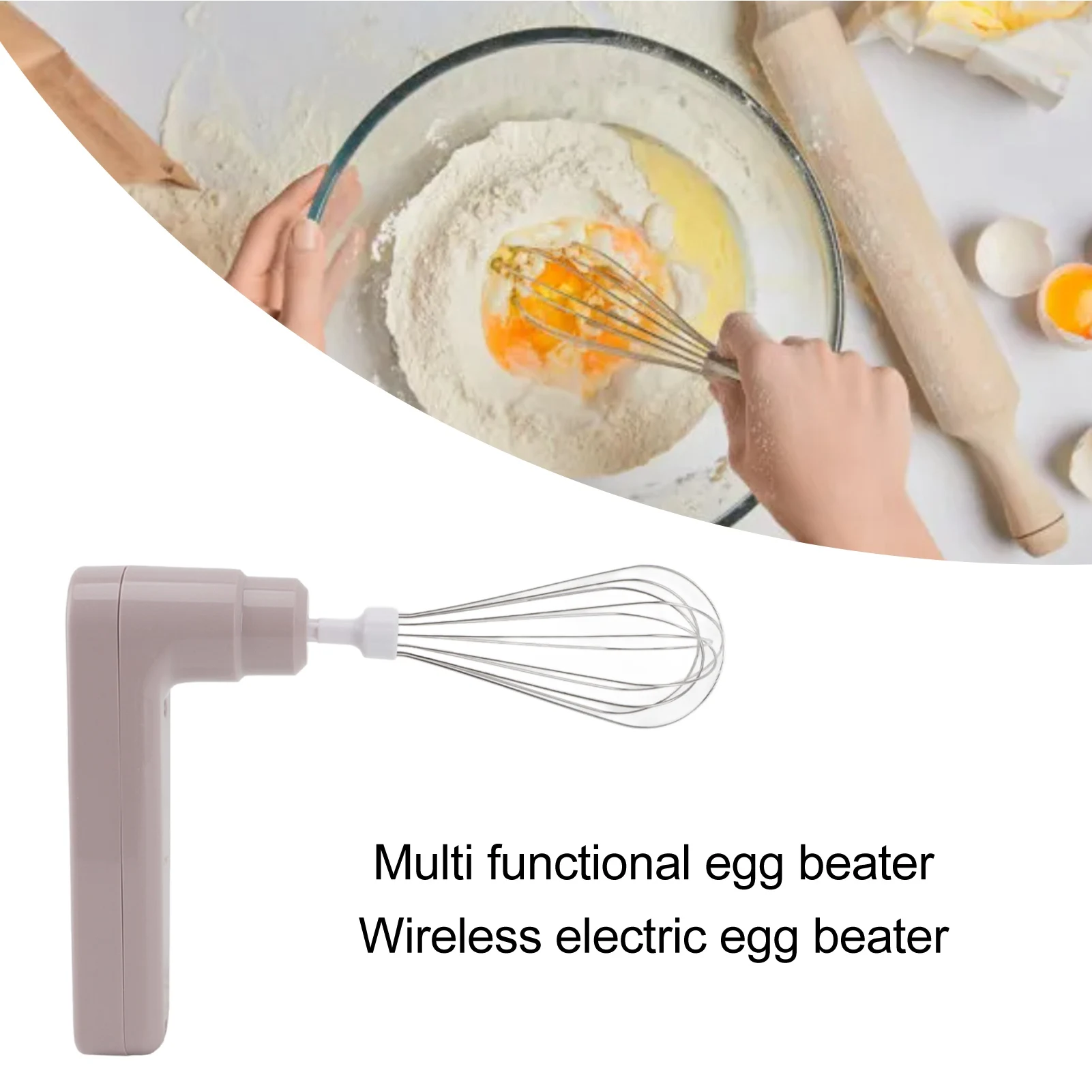 Pengocok Telur Elektrik 800Mah Blender Tangan Tanpa Kabel Isi Ulang Mixer Stik Genggam Efisien untuk Membuat Roti Memanggang Kopi