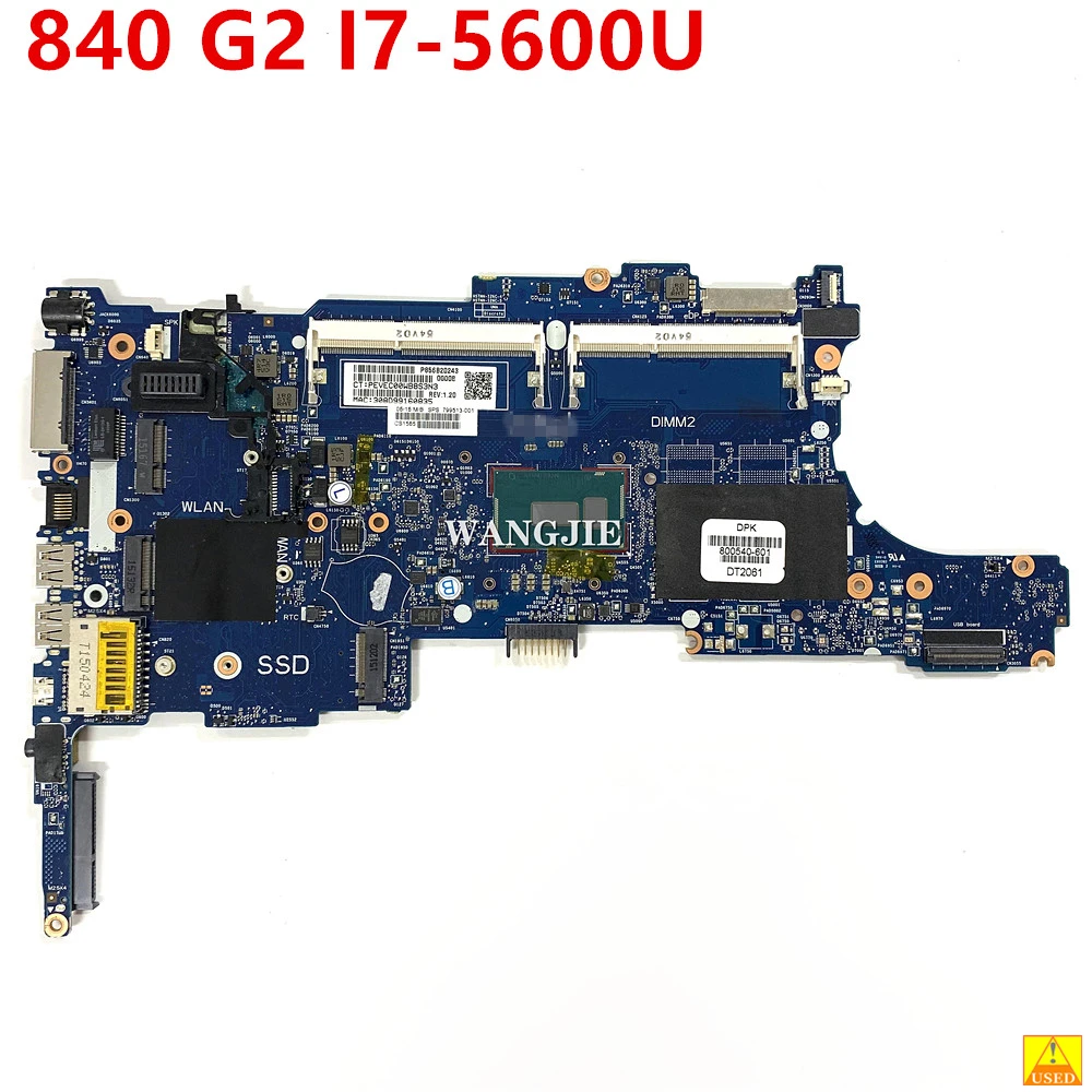 Laptop Motherboard For HP Elitebook 840 G2 Mainboard With I7-5600U 6050A2637901-MB-A02 799513-501 799513-001 799513-601