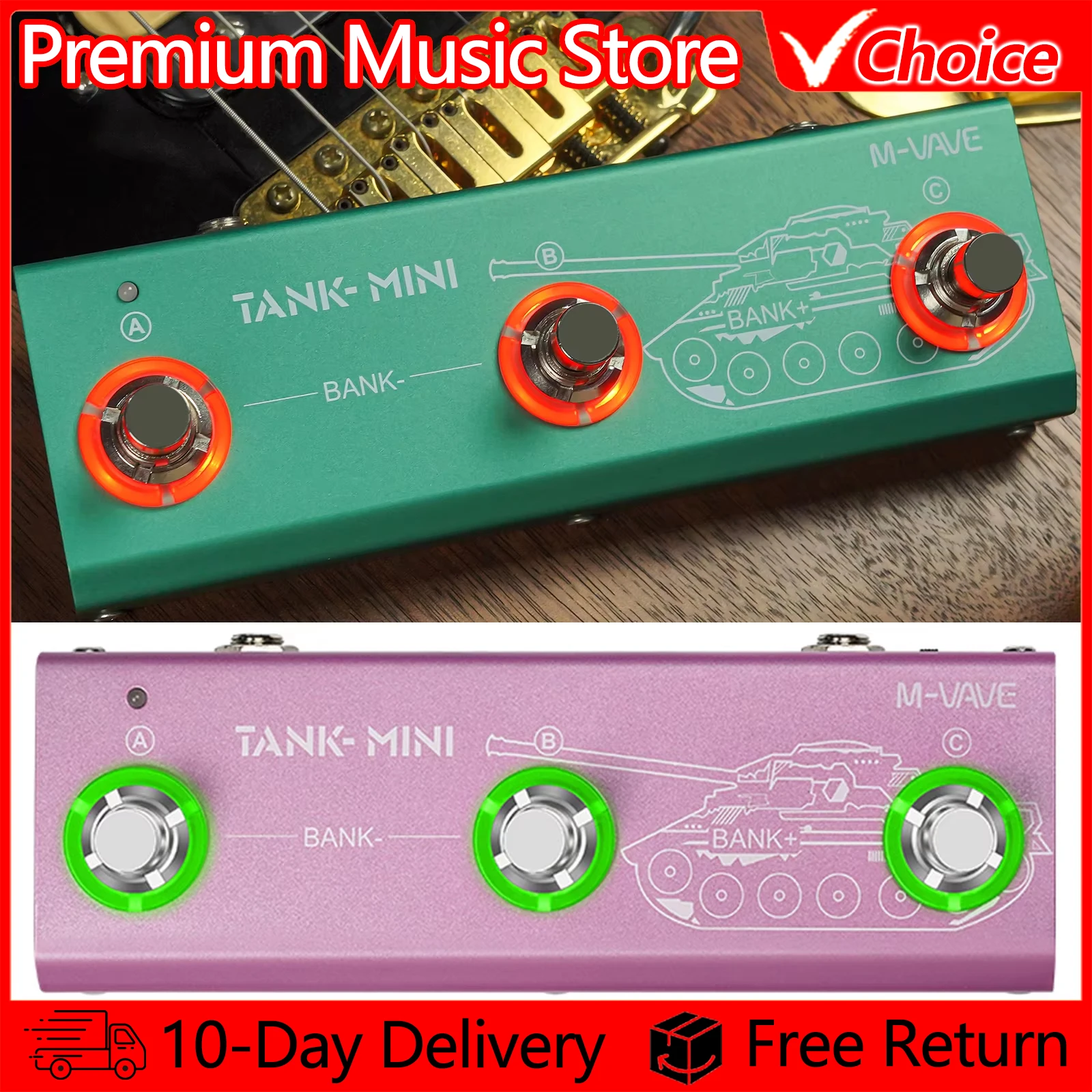 M-VAVE Guitar Multi Effects Processor Pedal TANK-MINI Support IR and OTG Recording Built-in Cab Amp Mod FX Delay and Reverb