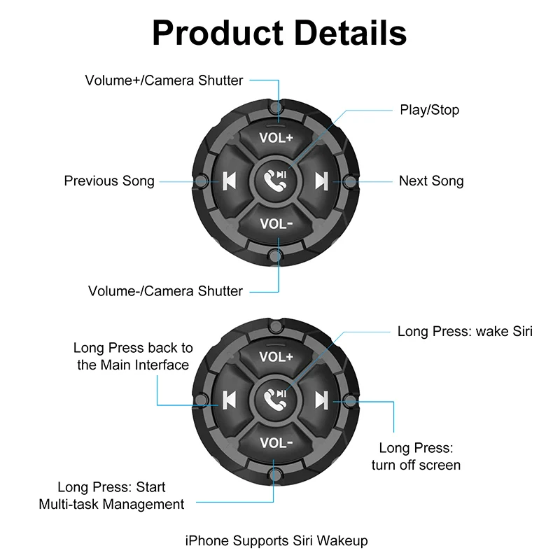 Wireless Bluetooth 5.3 Smart Remote Button For Bicy-cle Electric Car or Motorcycle Handlebar Media Controller Car Steering Wheel