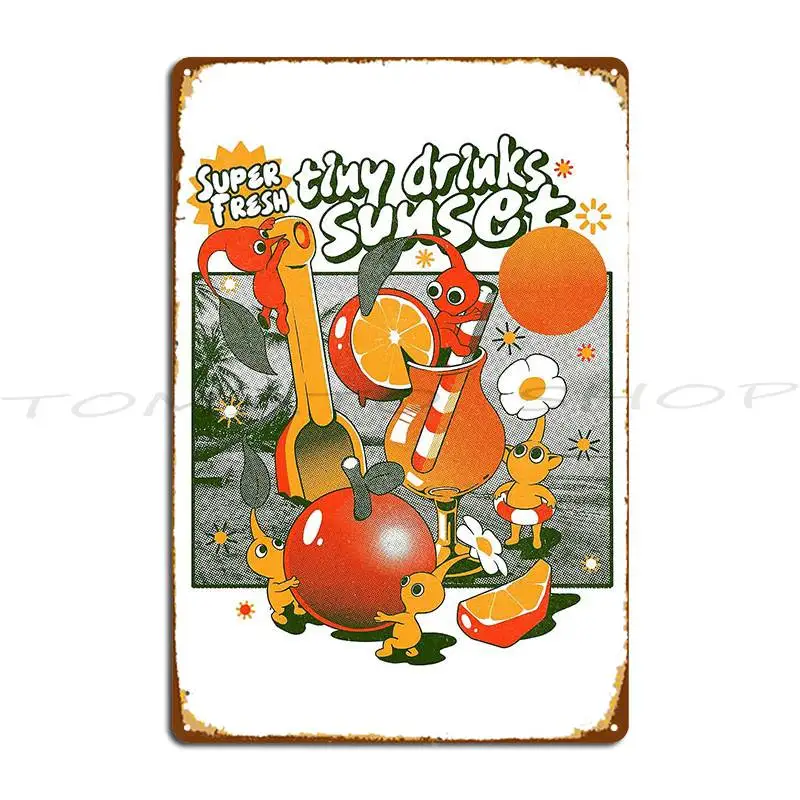 Tiny Drinks Sunset Metal Plaque Poster Wall Plaque Designing Funny Home Create Tin Sign Poster