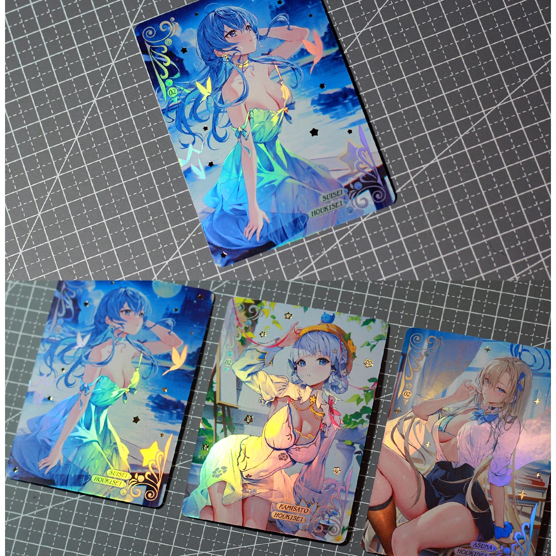 3Pcs/set Self Made Genshin Impact Kamisato Ayaka Cute Collection Card Hot Stamping Color Flash Game Anime Card Gift Toys